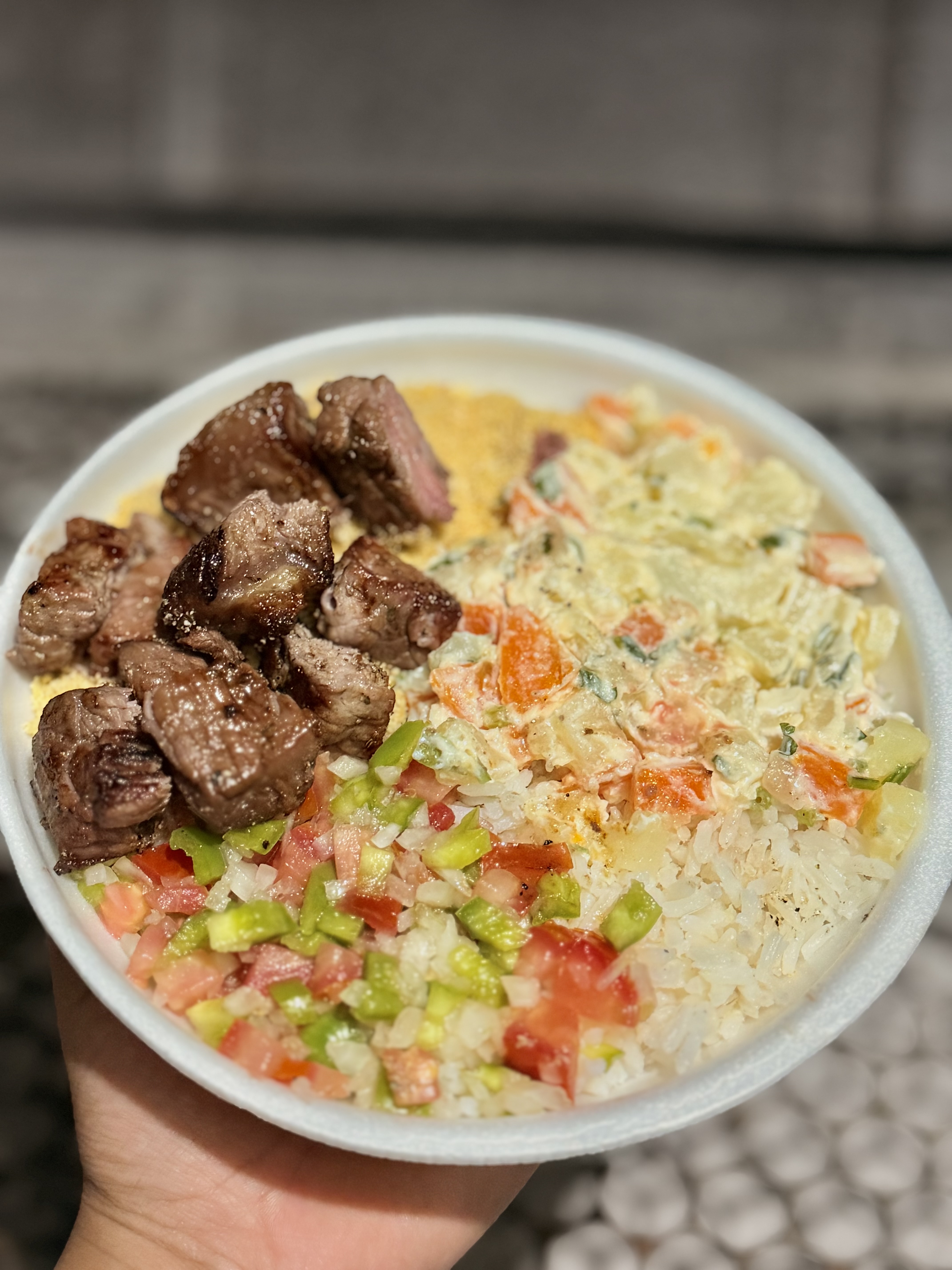 JANTINHA  1 espeto, Arroz, Vinagrete, Maionese, Farofa